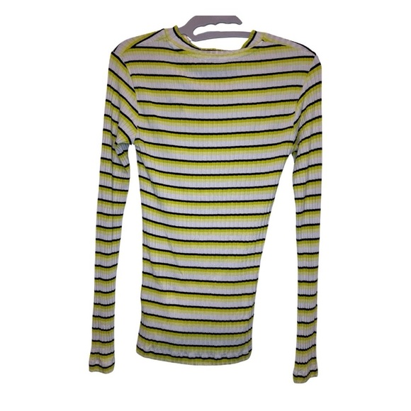 EUC - Slim Fit - Striped Long Sleeve Top - Yellow and Black - S - Picture 2 of 3